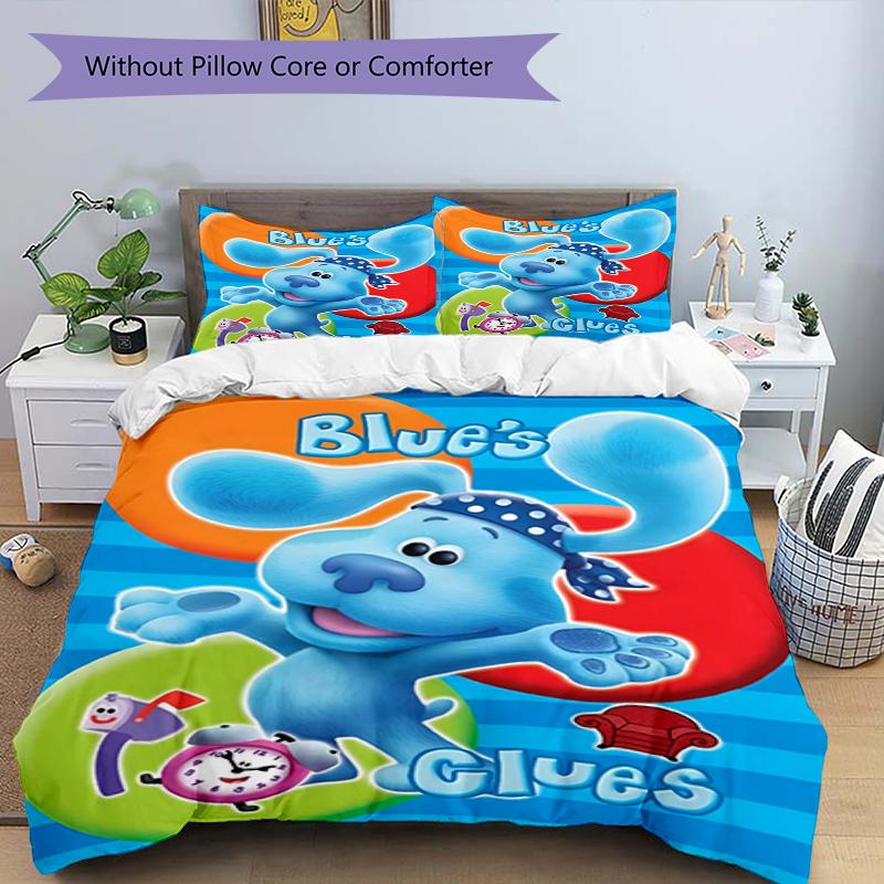 3pcs Blue's Clues Bedding Set Duvet Cover Closure Includes 1 Duvet Cover & 2 Pillowcases, Soft and Comfortable for All Seasons.