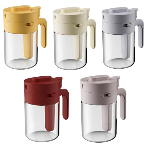 

[starrycoo] Multi-functional Spice Pot with Spoon, Salt and Sugar Shaker, 2-in-1 Spice Container, 300ml, Airtight, Heat-Resistant Glass, Transparent,