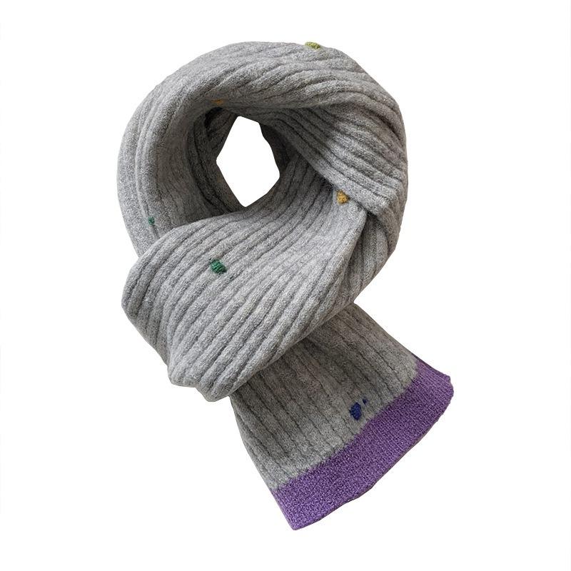 Scarf Women's Winter Advanced Sense Autumn and Winter Colorful Beans Versatile Warm and Cold Neck Protection Scarf Color Matching Shawl