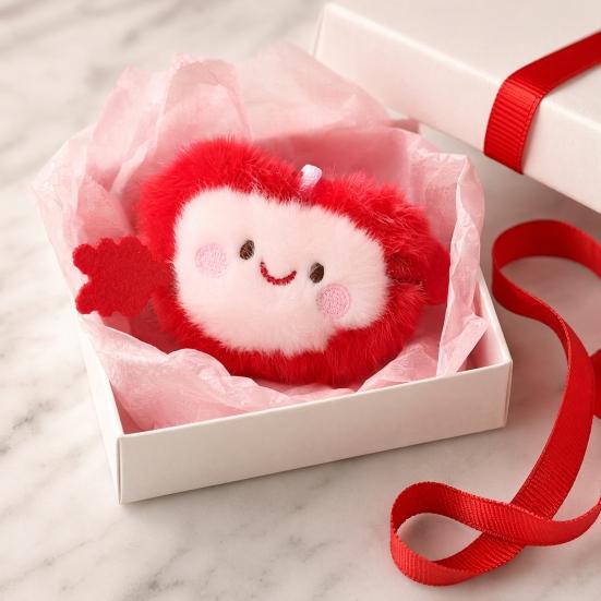 Cute Arrow Through Heart Plush Keychain, Small Love Heart Stuffed Animal Pendant, Soft Key Ring Charm for Bag Backpack Purse, Funny