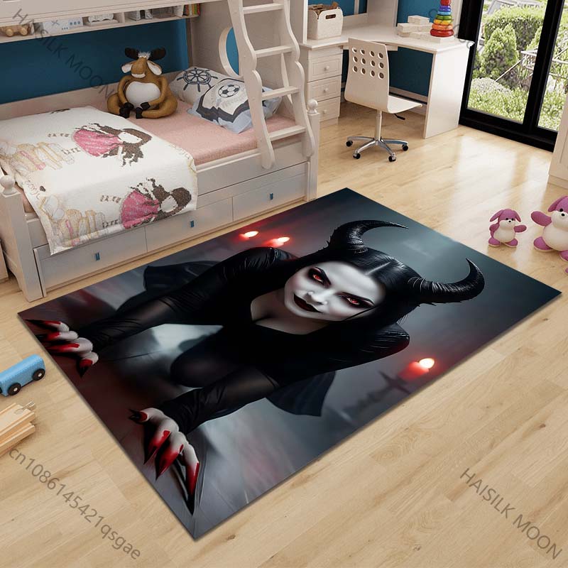 

Multiple sizes Woman in black outfit, horns Carpet for Living Room Bedroom Sofa Home Decor Rus Non-slip Floor Mat Luxury Gift 40cm x 60cm