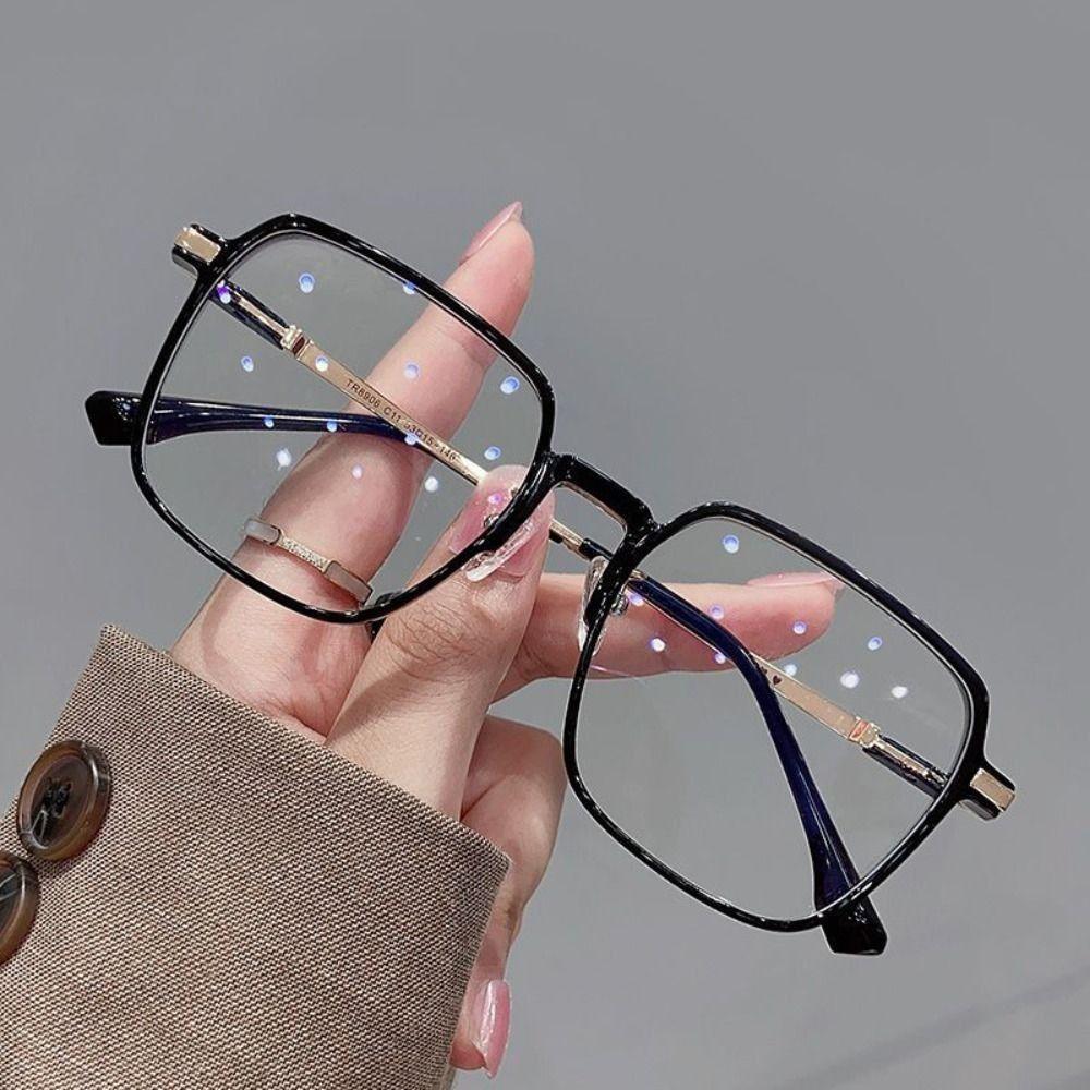 Blue Ray Blocking Anti-Blue Light Glasses Eye Protection Ultralight Square Eyeglasses Metal Posensitive Discoloration