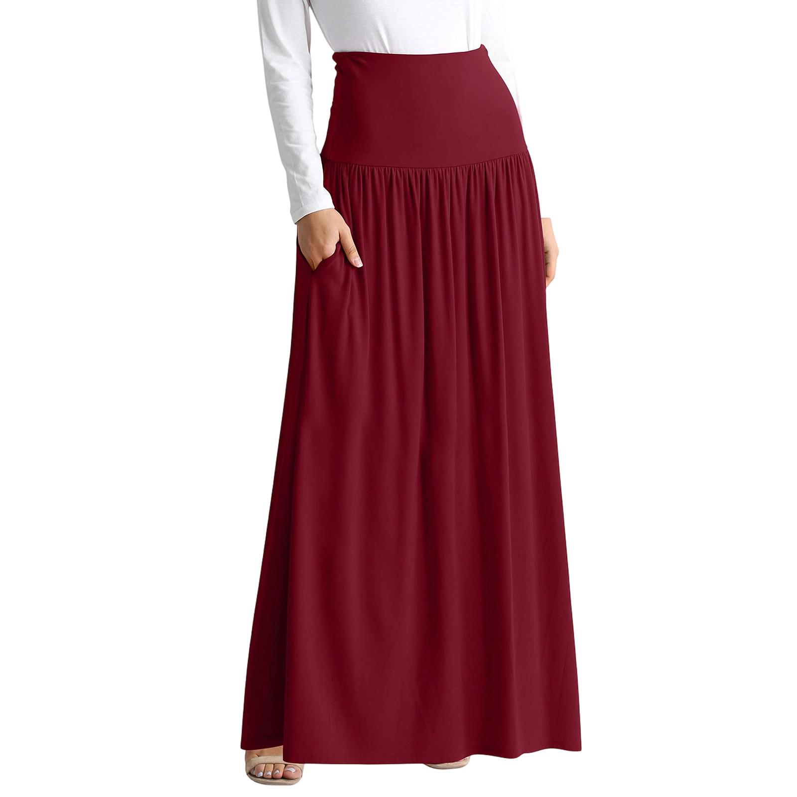 

Women s Fashion Color Skirt Mid Length Skirt M винний