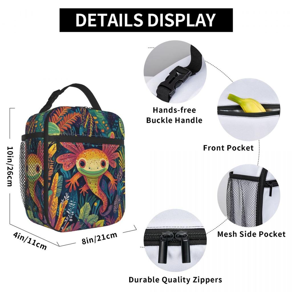 Cartoon Axolotl In Coral Reef Insulated Lunch Bag for Kids School Cooler Thermal Food Box Tote Portable Lunch Boxes Container