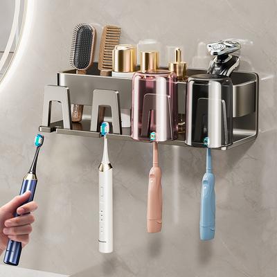 1 pièce Support de Rangement pour Brosse à Dents en Métal Mural avec Emplacement en U Support pour Brosse à Dents Électrique Étagère Tasse à Raser Organisateur de Salle de Bain