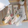 Ultra-thin Transparent Crystal Silk Insole Women Summer Harajuku Crew Insole Retro Flower Streetwear Elastic Insole