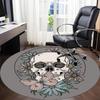 1pc Skull Flowers Office Round Area Rug, Under Office Chairs Bedroom Living Room Home Decor, Room Deco
