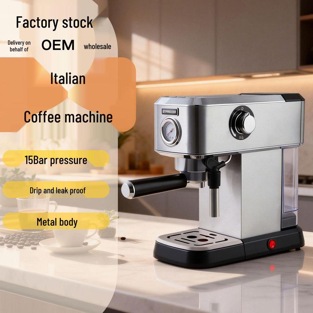 110V High-Pressure Italian Espresso Machine with Steam Milk Frother