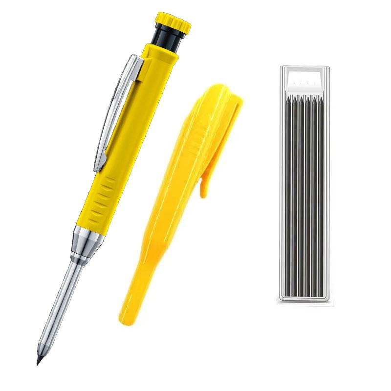 Woodworking Mechanical Pencil, 2.8mm Solid Lead with Protective Cap, Deep Hole Marking Tool for Architects & Carpenters