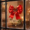 Seasonal Home Decoration Christmas Bow Window Sticker, Red Static Cling, Waterproof Holiday Glass Clings Removable PVC Decal for Windows Doors Decals