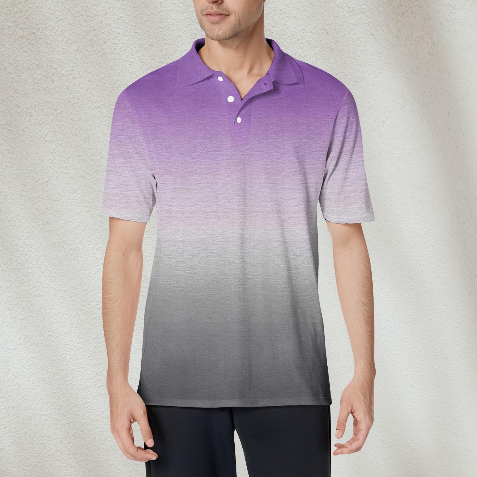 

Мужская модная рубашка с коротким рукавом из мягкого хлопкового воротника с принтом XL фиолетовый