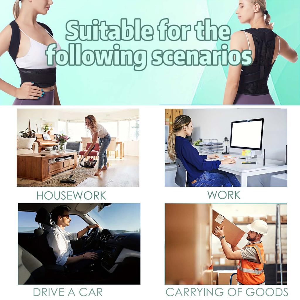 Posture Corrector for Men&Women-Lumbar, Pain Relief Back Brace-Black Medium