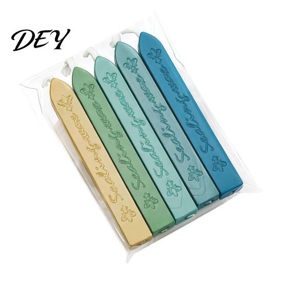 Wax Seal Beads for Invitations 5PCS Sealing Sticks, with Wicks, Classic Color Retro Letters Strips, Envelope And Vintage Craft Decor Stamp Supplies