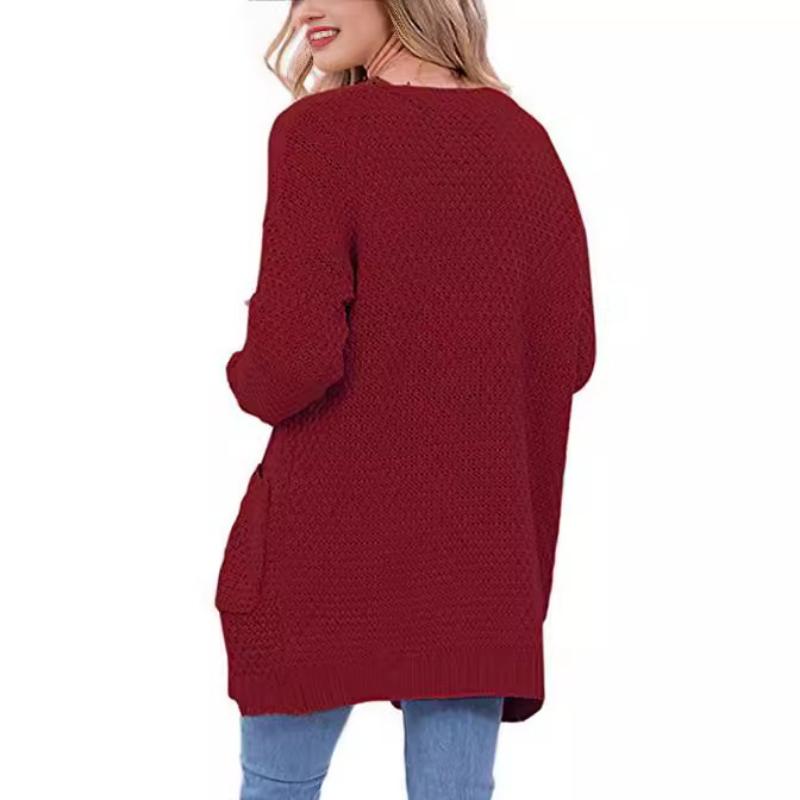Women's Loose Open Front Long Sleeve Chunky Knit Cable Cardigans Sweater with Pockets Cozy Knit Cardigan, Casual Loose Fit