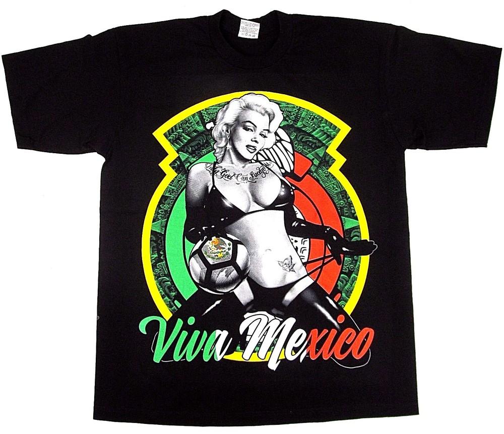 MARILYN T-shirt Tattoo Art Viva Mexico Soccer Tee Men s 2XL Black New Unisex T-Shirt XL