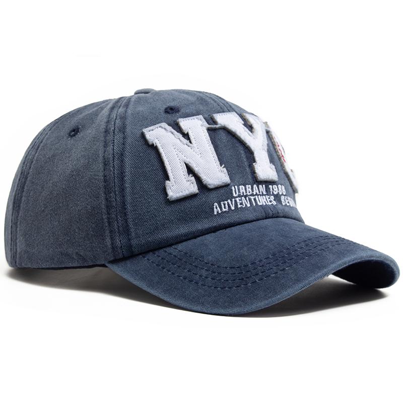 Vintage Big Letter NYC Baseball Cap Men Cotton Washed Spring Autumn Visor Soft Snapback Hat For Women
