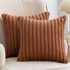 1pc Faux Fur Plush Decorative Throw Pillow Covers Fuzzy Striped Soft Pillowcase Cushion Covers for Sofa Couch Bedroom 18x18 Inch