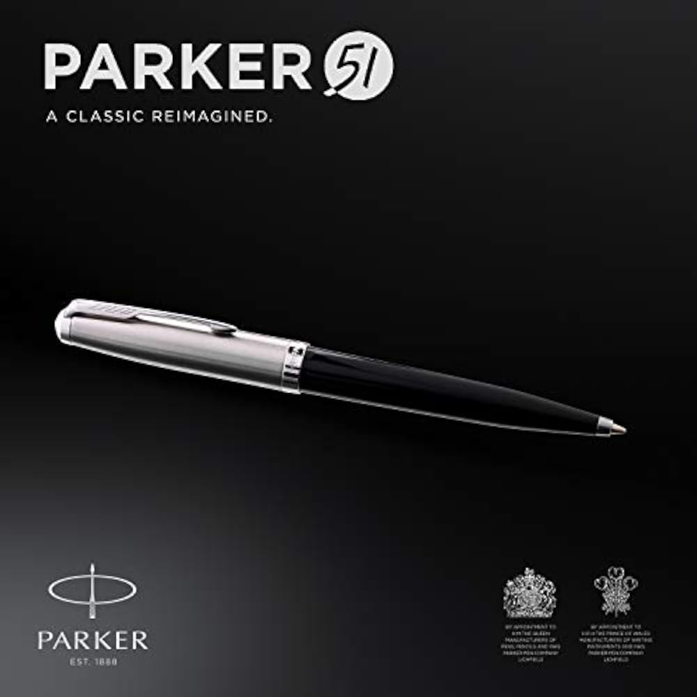 PARKER Parker Ballpoint Pen 51, Black CT, Medium, Permanent, in a Gift Box, Imported, 2123495Z