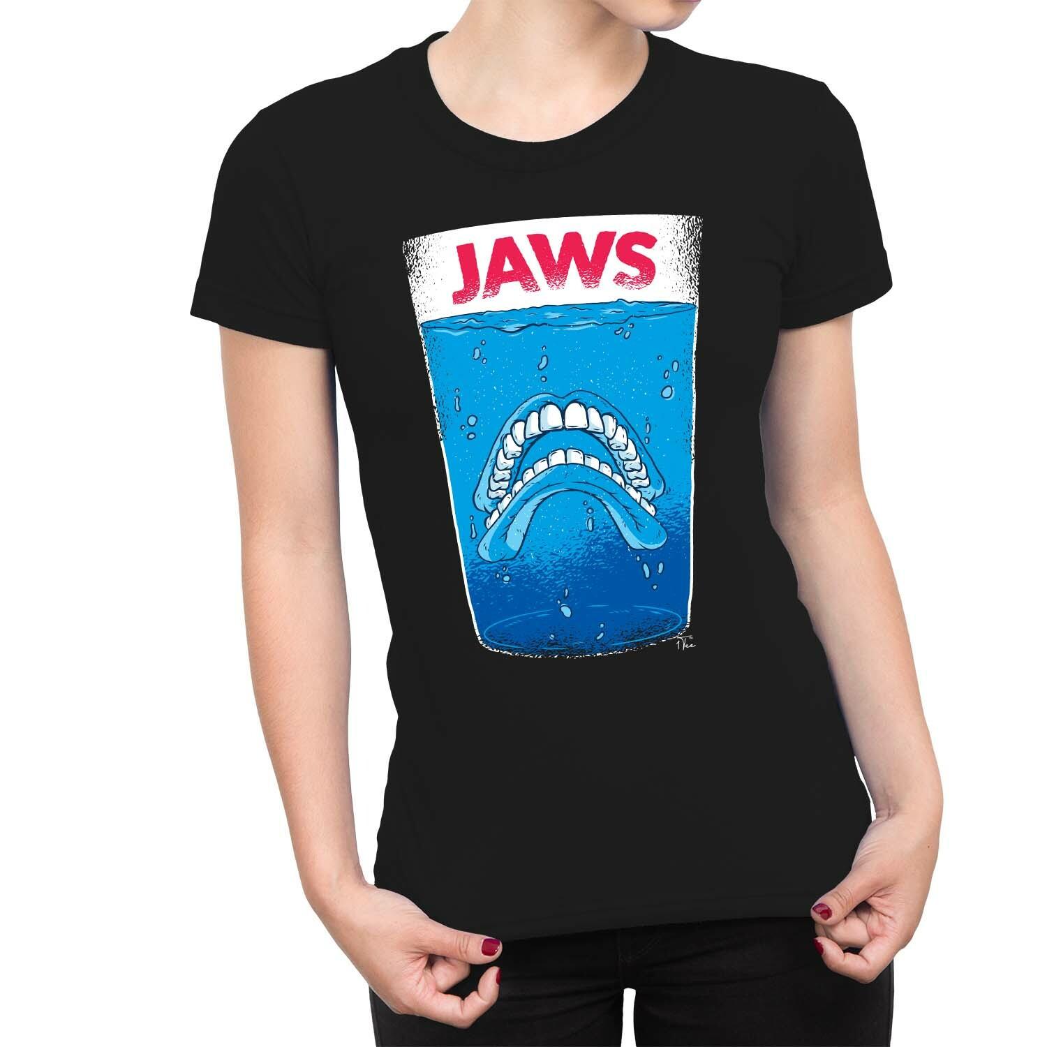 1Tee Womens Shark Spoof Fake Teeth T-Shirt L
