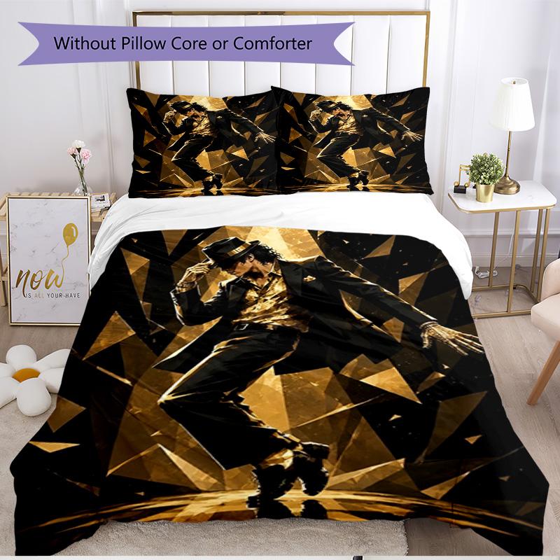 3pcs Duvet Cover Set (1*Duvet Cover + 2*Pillowcase, Without Core), Michael Jackson Print Soft All‑Season Bedding Set, Home Bedroom Decor Gift