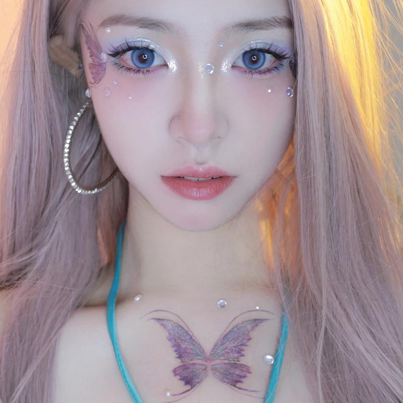 Traumhafte Elfen Glitzer Schmetterling Wasserdichte Augen- und Gesichtskleber - Perlmutt Feiner Glitzer Tattoo Flügel