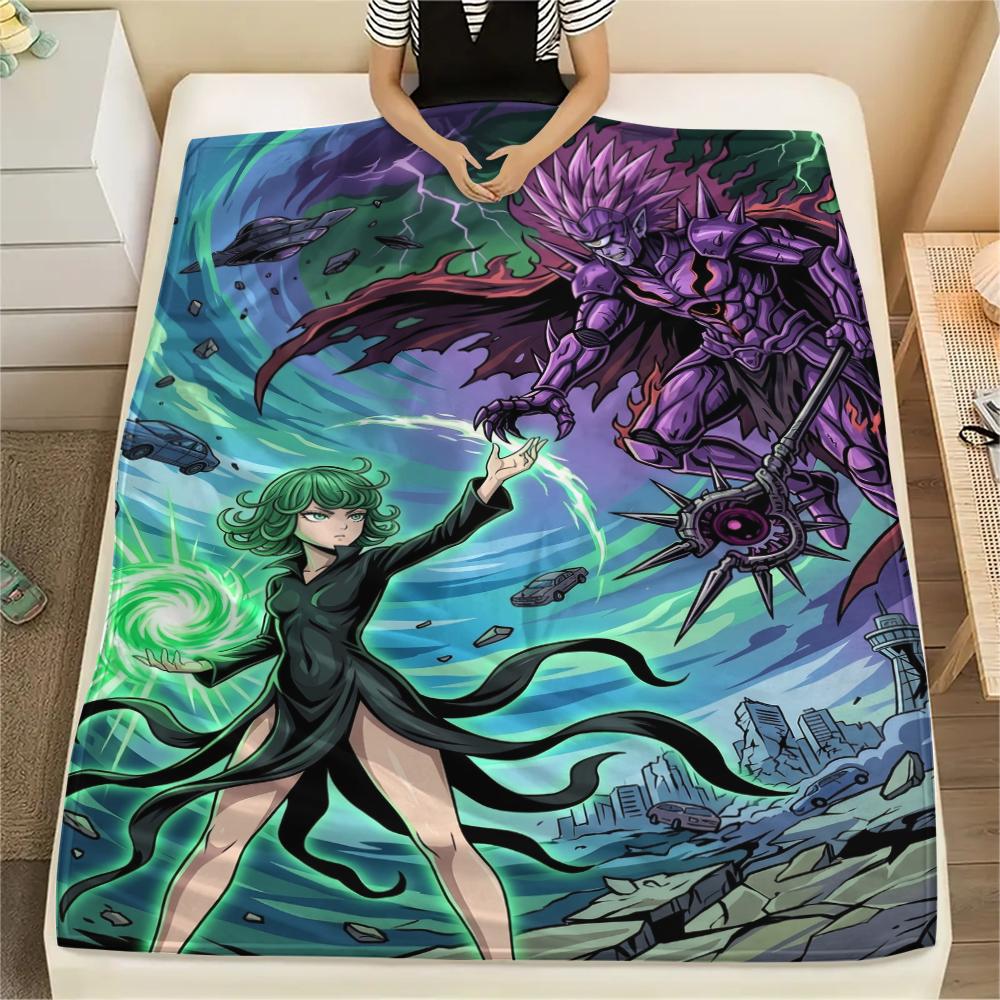 One-Punch Man Print Flannel Blanket Warm Soft Throw for Sofa Bed Chair Travel Picnic Comfortable Bedroom Decor Saitama-Xin