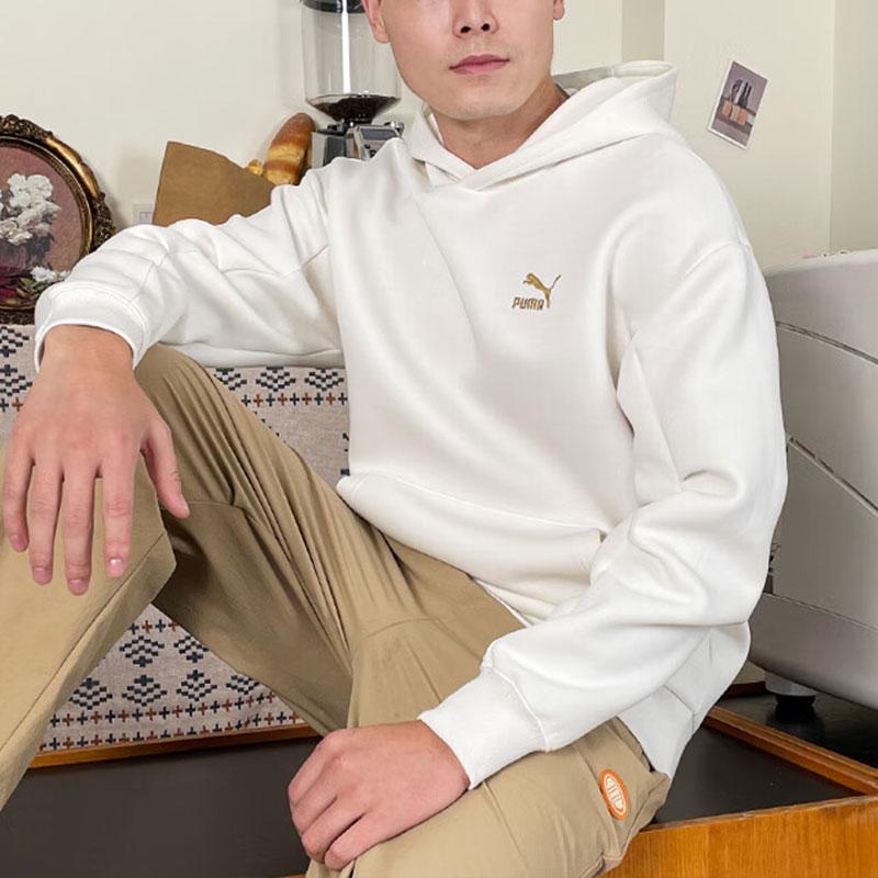 Puma Letter Logo Print Breathable Pullover Hoodie Unisex hoodies White 625255-65