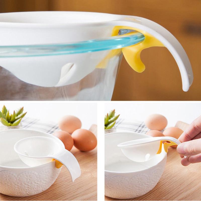 Egg Yolk Separator,Egg White Separator with Bowl Edge Silicone Buckle for Kitchen Tool, Manual Egg Liquid Filter for Baking