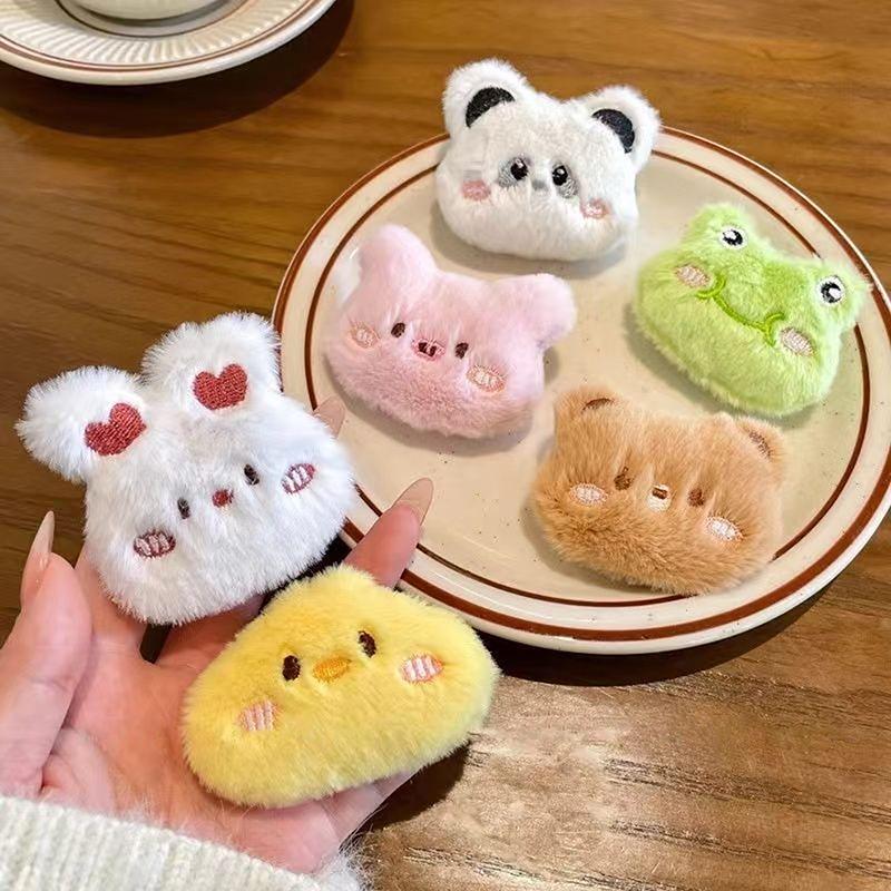 Cartoon Soft Animal Keychain Cute Plush Bear Keyring For Women Rabbit Frog Doll Keychain Backpack Pendant Ornaments Girls Gift