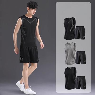 Fitness-Kleidung Herren Sportweste Anzug Ice Silk Schnelltrocknende Kleidung Sommer Laufen Basketball-Training Ärmelloses T-Shirt