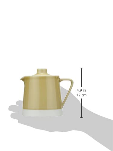Hasami ware "essence" teapot with stainless steel tea strainer set, 500ml, yellow, plain porcelain glaze, stylish teapot, made in Japan, porcelain tea