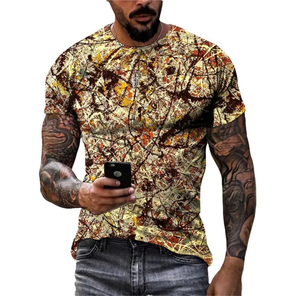 New Abstract Graffiti Street Style Men's T-Shirt 3D Stereo Printing Trend Fashion Harajuku Round Neck Short Sleeve T Shirts Tops