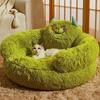 Plush Cat Calming Bed Cute Shape Dog Donut Bed with Raised Head And Neck Support Pads Cozy Pet Round Cuddler Bed for Cats Puppies