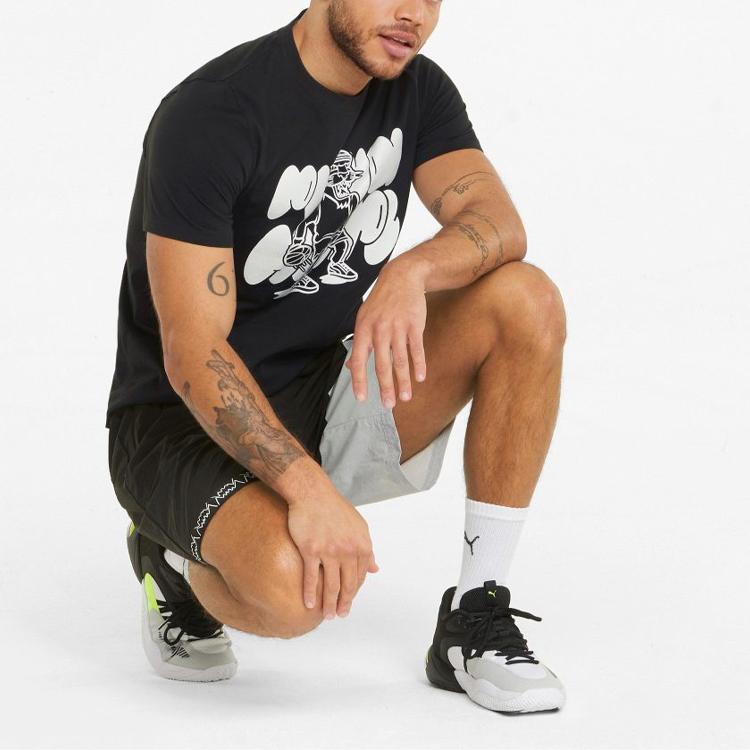 Puma Casual Sports Round Neck Print Short Sleeve T-Shirt Men Tops Black 532106-12