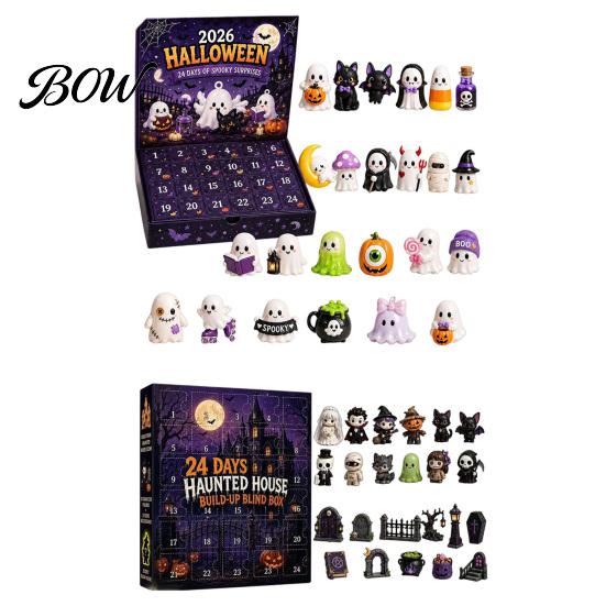 Calendario dell'Avvento 2026 con Figure da Collezione di Halloween, Conto alla Rovescia di 24 Giorni con Mini Figure da Collezione, Figure di Bambole Spettrali per Bambini, Gadget per Feste Sicuri