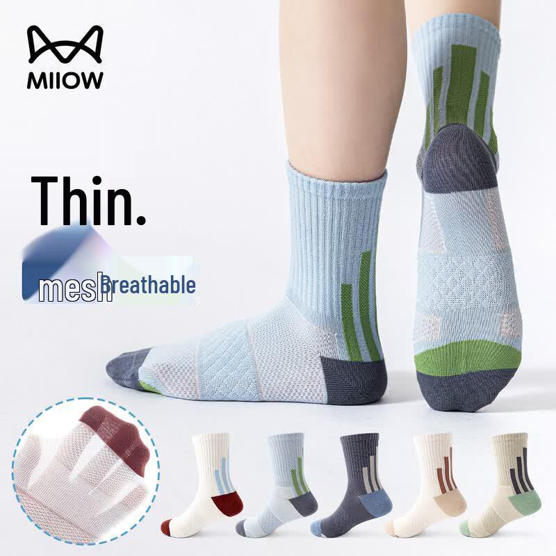 

MaoRen Boys 5-Pack Summer Thin Mesh Mid-Calf Socks 9-12 Years XL (Foot 20-23cm)