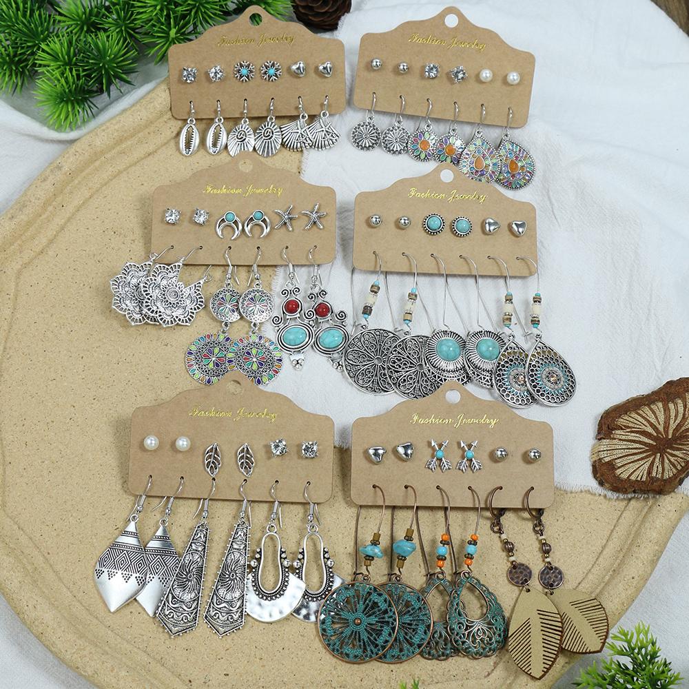 Bohemian Fashion Earring Sets For Women Irregular Geometric Shape Leaf Shell Decoration Gifts Wedding