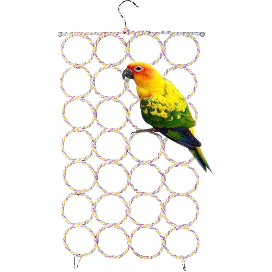 2 Packs Parrot Swing Hanging Toys, Bird Climbing Rope Net Ladders Small Medium Pet Activity Toy Suitable for Parakeet,Cockatiel,Cockatoo,Conure,Mini