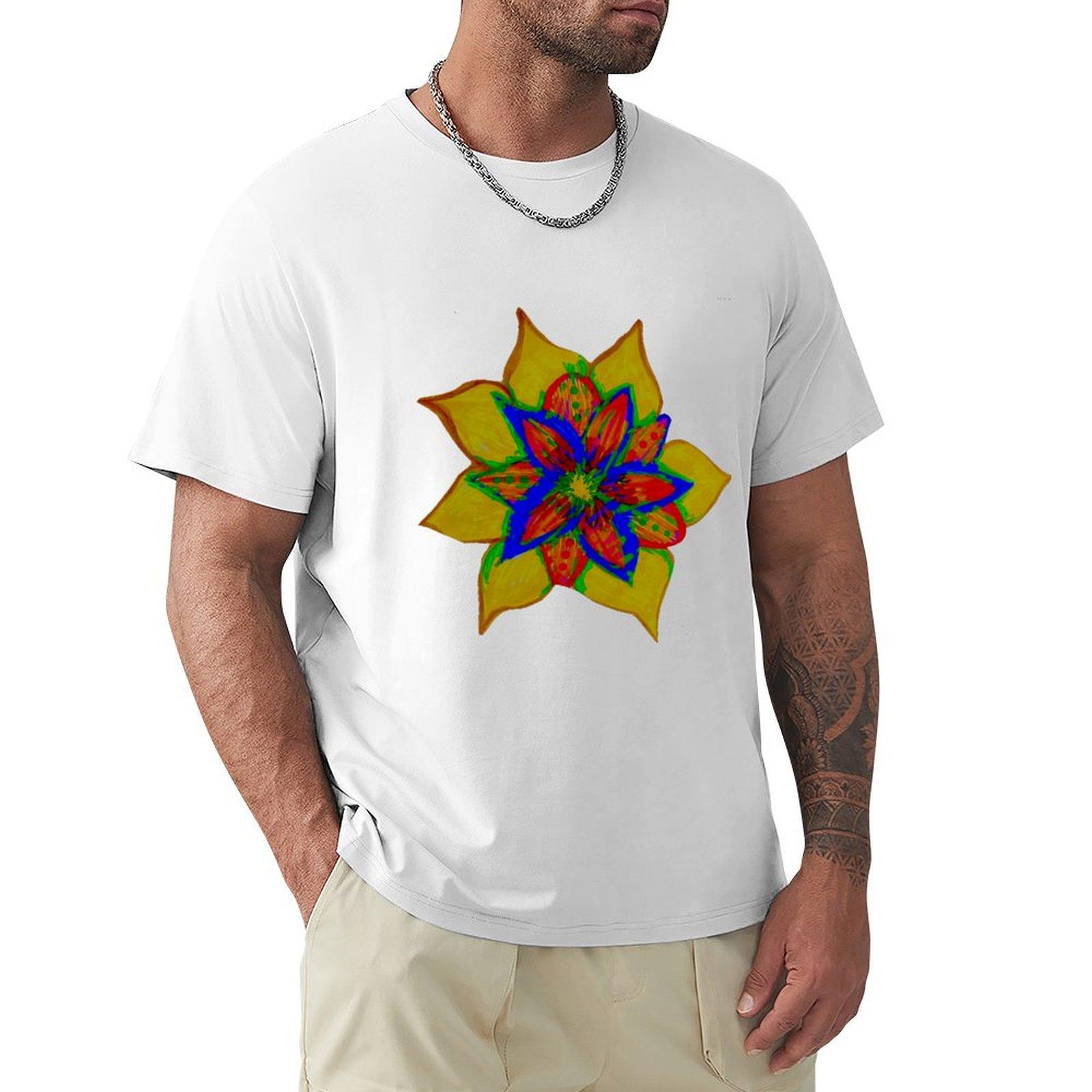 Vibrant Flower Tshirt Basic Daily Outfit Short Sleeve Tee S