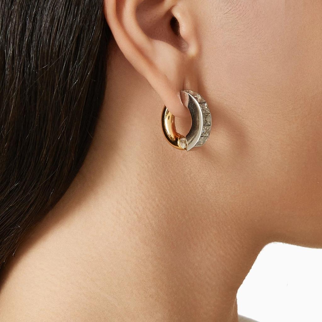 Simple Fashion Niche Temperament Versatile Gold And Silver Color Matching Inlaid Zircon Stud Earrings Must Enter Autumn And Winter Earrings