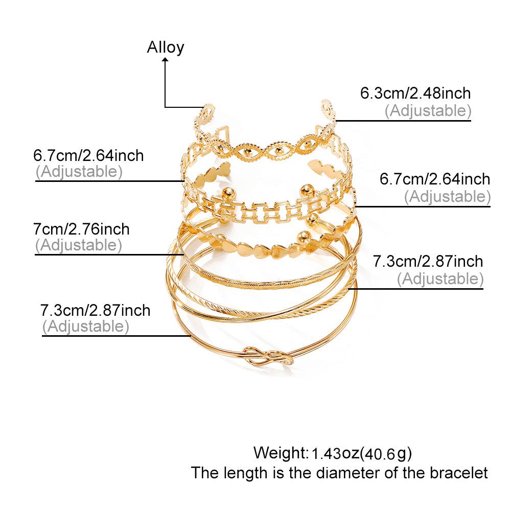 Simple Knot Heart 6pcs/set For Holidays Stackable A Gift Suitable For Daily Wear Classic Chain Design Bracelet Women's  Accessories