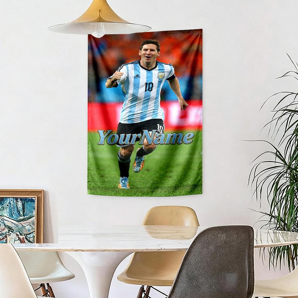 Messi Custom Your Name Wall Decor Tapestry Art For Pet Memorial Birthdaywedding Party Backdrop Family Gift