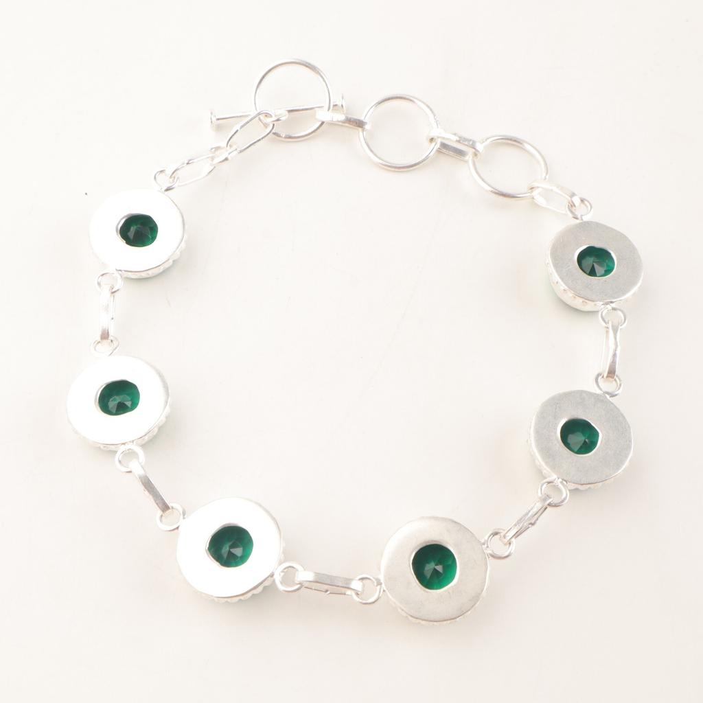 Chrome Diopside Gemstone 925 Sterling Silver Jewelry Handmade Chain Bracelet 9" RB-9-9