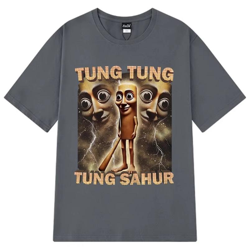 T-shirt Meme Chauve-souris de baseball drôle Tung Tung Sahur Vintage Vêtements Homme Style Mode T-shirts Unisexes Été T-shirts en Coton
