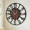 Large Wall Clock for Living Room Decor- 32 Decorative Antique Silent Little Ticking Battery Operated Black Metal Wood Clocks fo