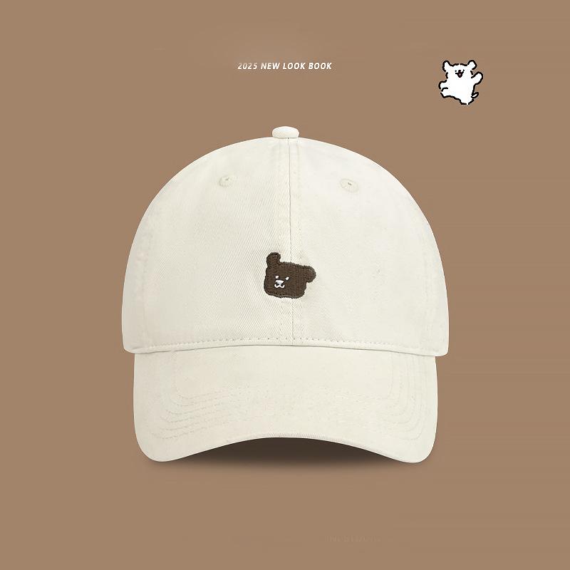 Retro Puppy Embroidered Baseball Cap Female Big Head Circumference Showing Face Small Couple Peaked Cap Wide Brim Versatile