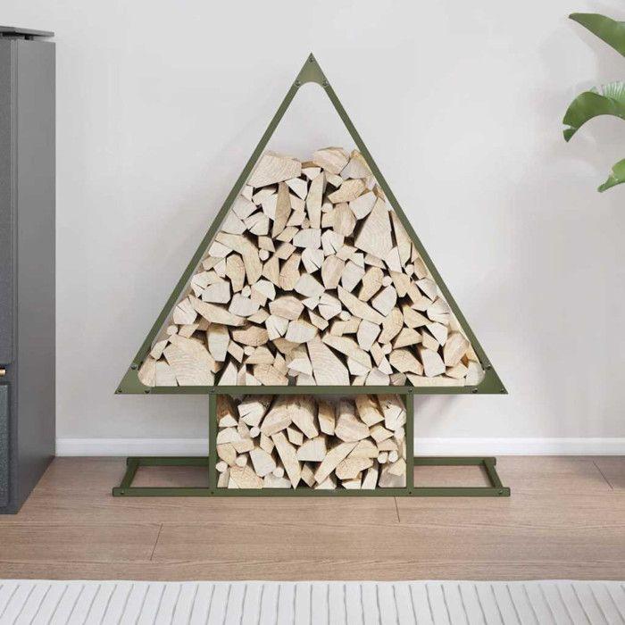 VidaXL Firewood Rack Olive Green 80x25x90 Cm, Fireplace Log Holder, Log Holder, Log Rack 864318