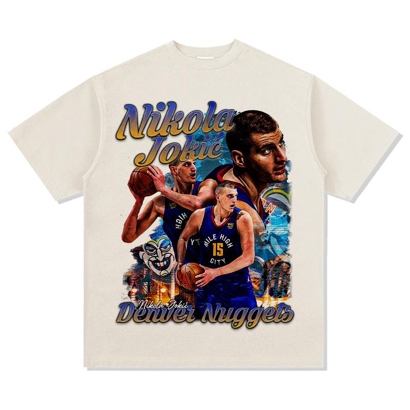 New Nikola Jokic Black / White T-Shirt Crew Neck Cotton T-shirt Men and Women Basketball Fan Short-sleeved Top Ins Y2k Hot Sell