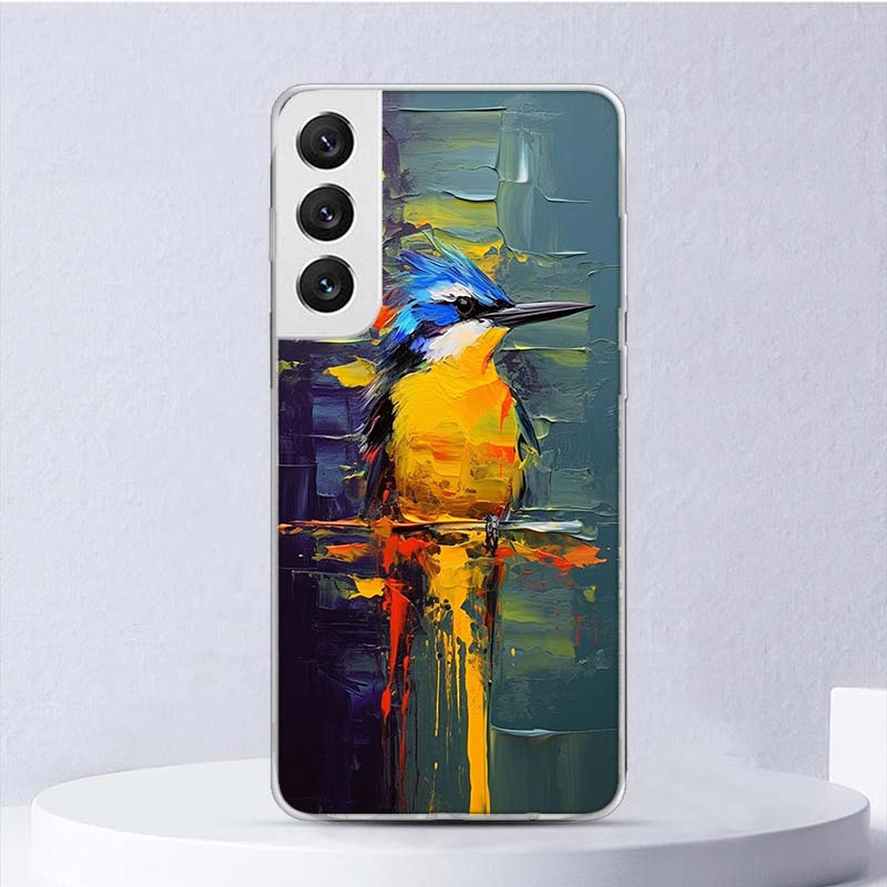 Tier Ölmalerei Vogel Weiche Hülle Für Samsung Galaxy S25 S24 S23 S22 Ultra Handyhülle S20 FE S21 Plus S25 Edge + Funda Coque