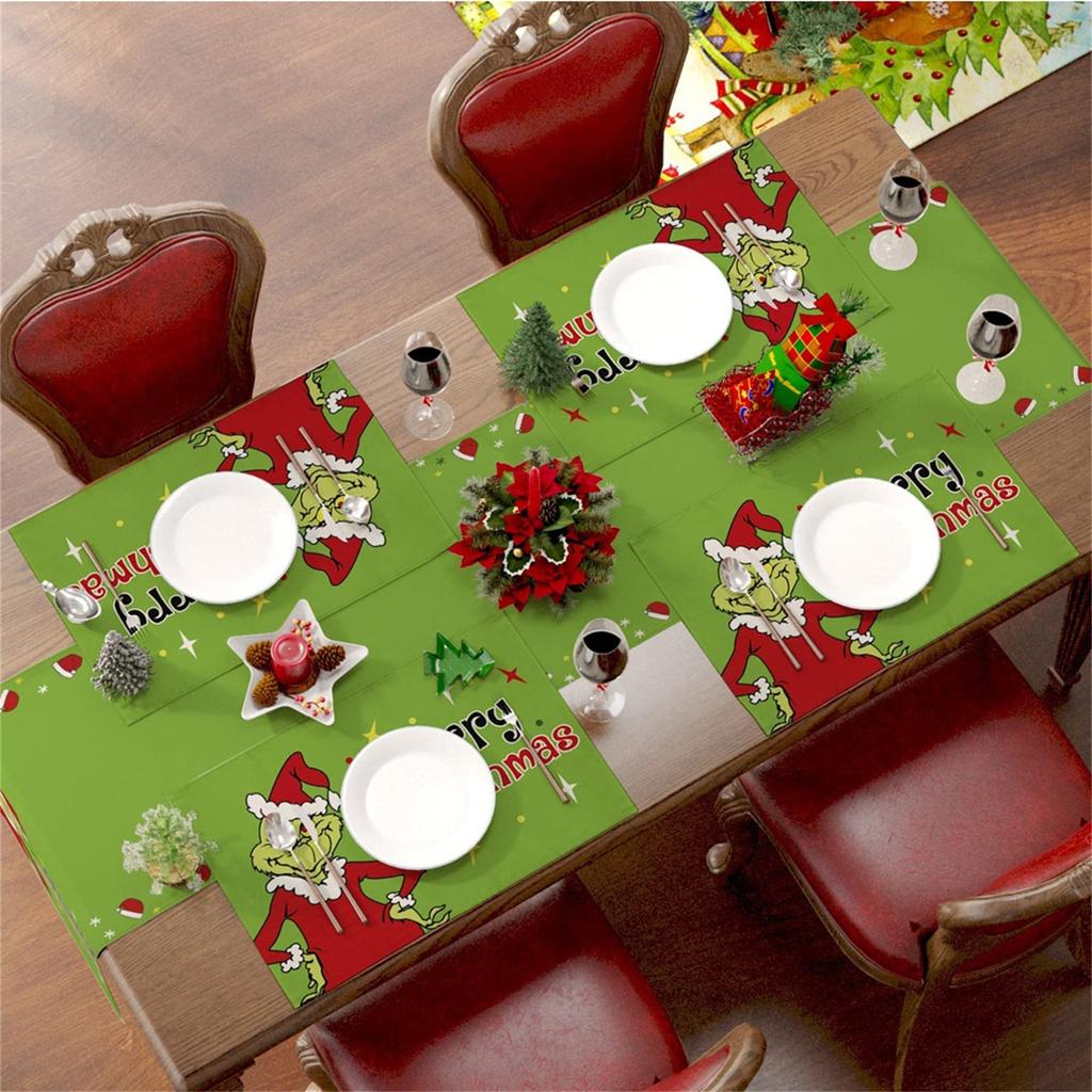 Christmas Series Table Flags Placemat Sets Cross Border New Christmas Green Shirt Placemats
